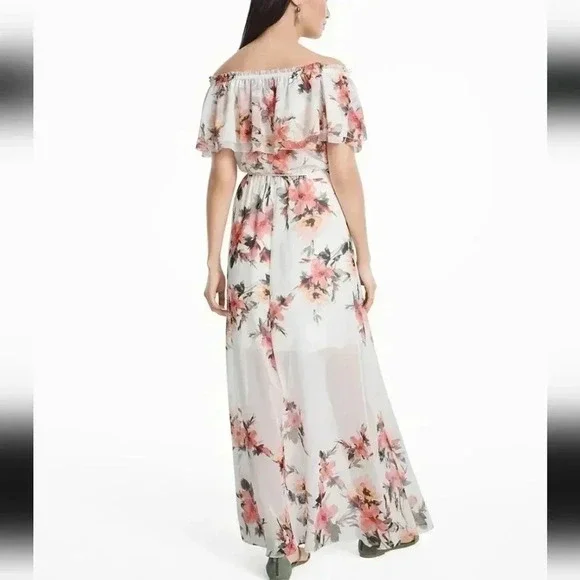 White House Black Market Off-the-Shoulder Floral Maxi Dress size S - Picture 3 of 16